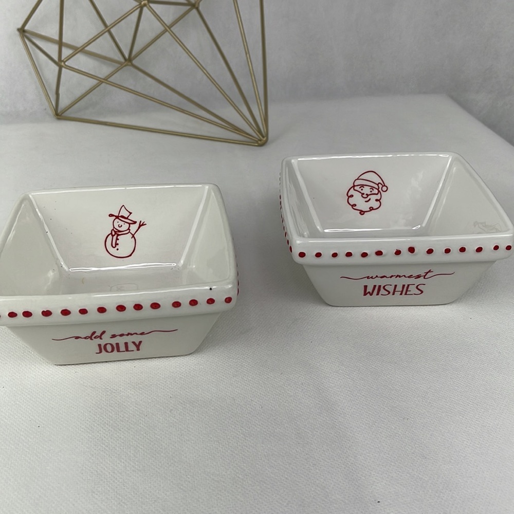 Santa & Snowman Red & White Snack Candy Dishes